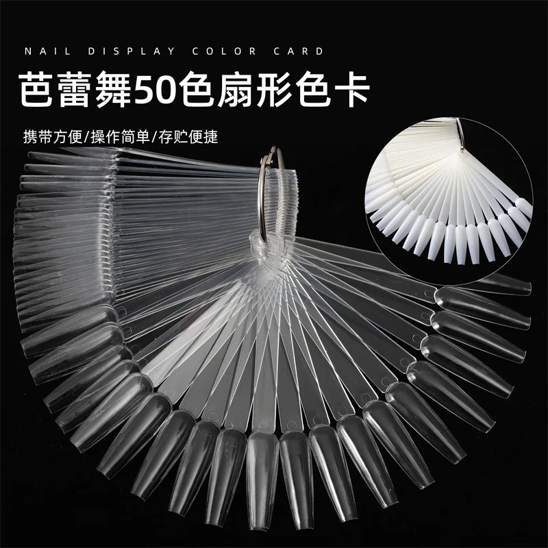 

50Pcs Nail Art Display Tips Ballerina Practice Palette For Nails Varnish Color Chart False Transparent Ring Shelf Tools Tips