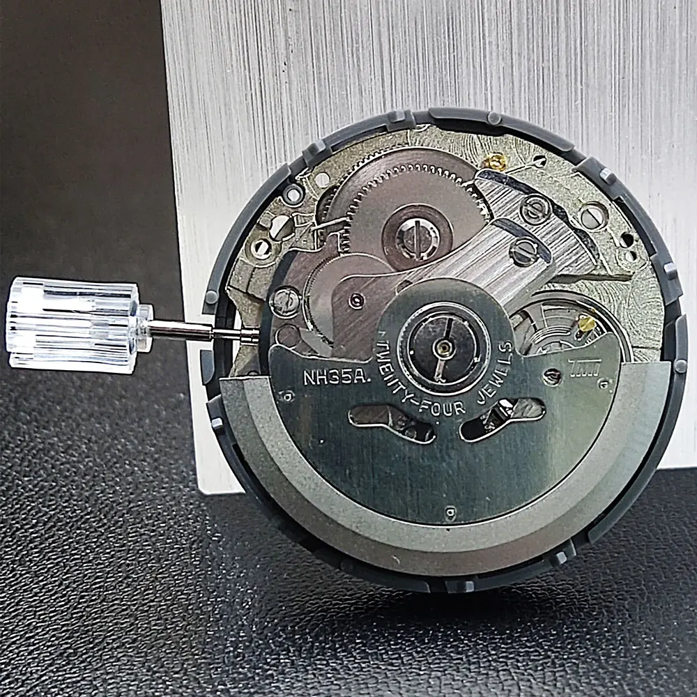 اليابان الأصلي NH35/NH35A الحركة الميكانيكية عالية الدقة مع الأسود ستة نقطة تاريخ نافذة فاخرة التلقائي ساعة Movt استبدال
