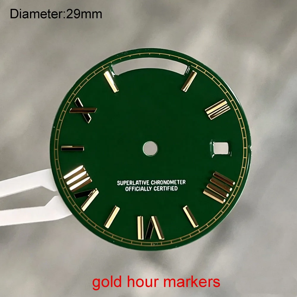 29mm 8285 S Logo Dial Sunburst Silver Green Rose Gold Chocolate Dial for Miyota 8285 Movement Day...Date S Dial WatchMods