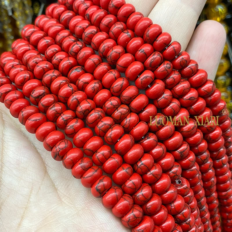 5x8MM Rondelle Red Turquoises Howlite Abacus Natural Stone Loose Space Bead for Jewelry Making Diy Earrings Bracelet Accessories