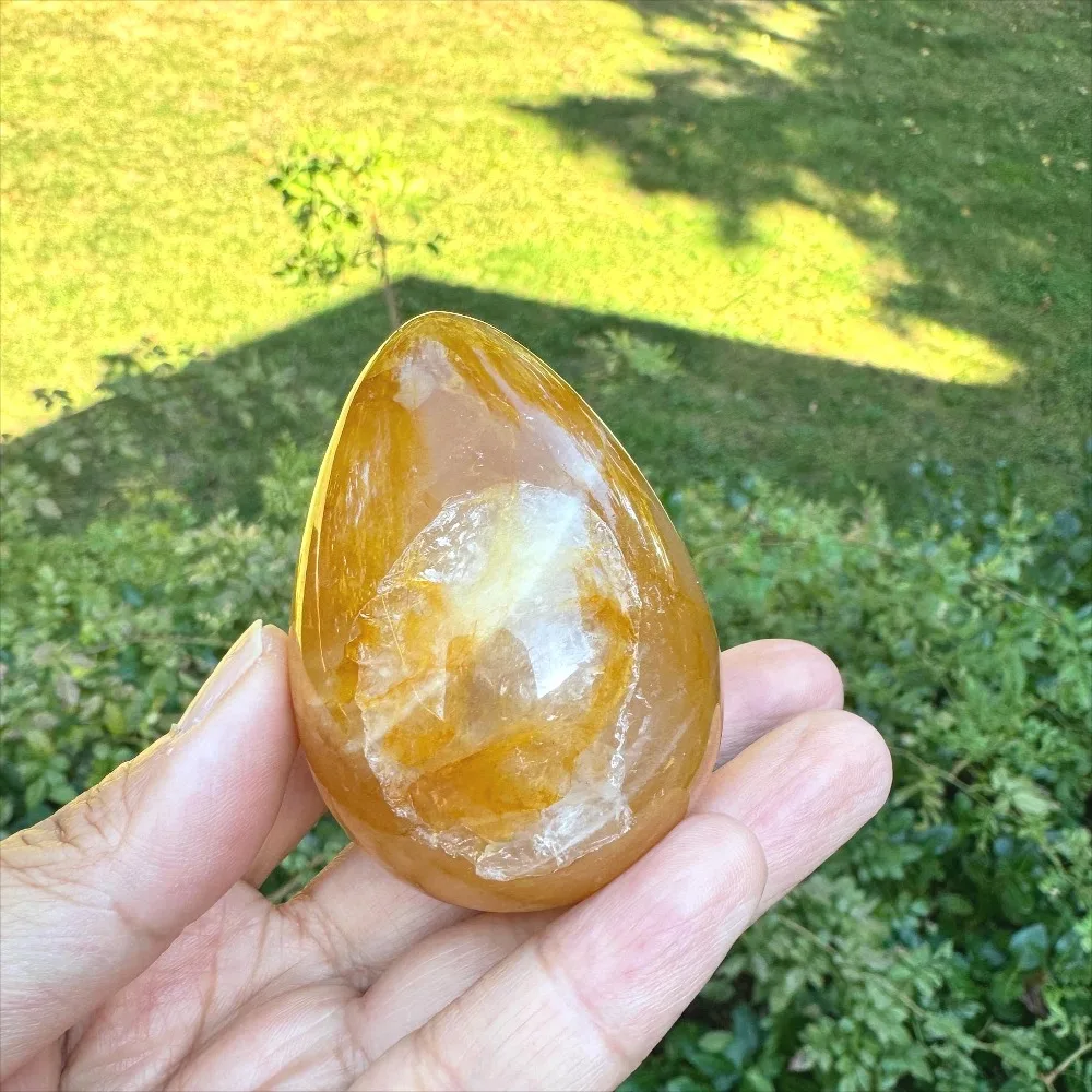 1pc Bohemian Yellow Fire Quartz Hematoid Egg | Quartz Egg, Perfect Home Decoration Art Ornament, Quartz Collection