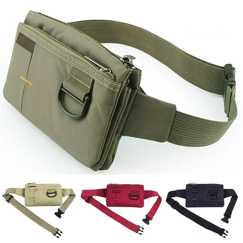 Men Women Nylon 4 Pockets Waterproof Waist Packs Fashion Male Wear Resistant Black Fanny Pack Messenger Shoulder Bag