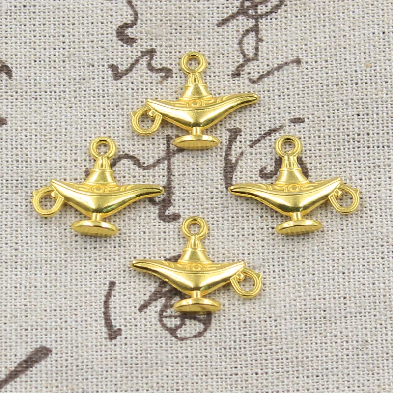 15pcs Charms Aladdin Magic Lamp Genie 22x18mm Antique Bronze Silver Color Pendants Making DIY Handmade Tibetan Jewelry