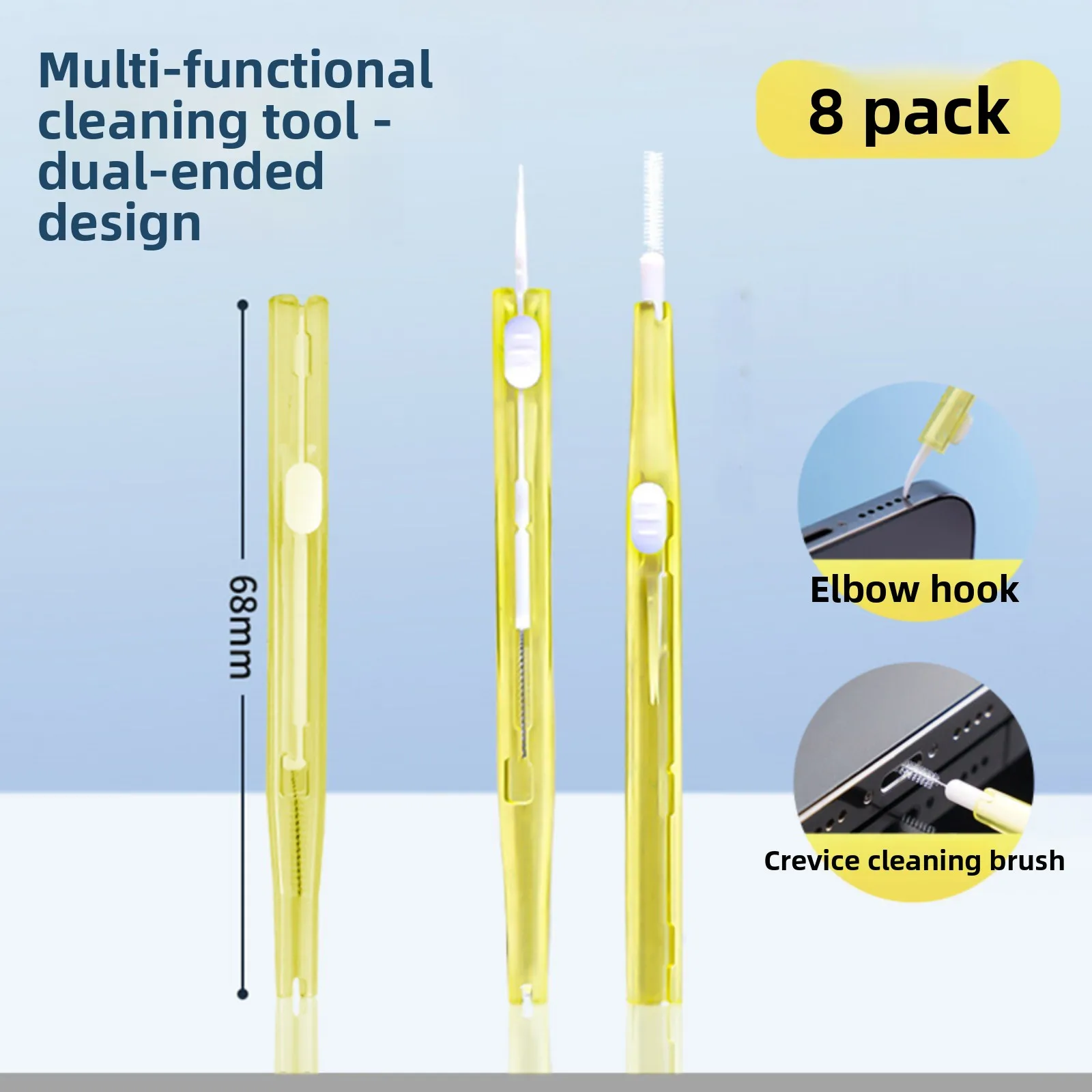 2 In1 Retractable Cleaner Kit For Phone，Phone Speaker Earphone Cleaning Brush Professional Phone Port Cleaner 8pcs