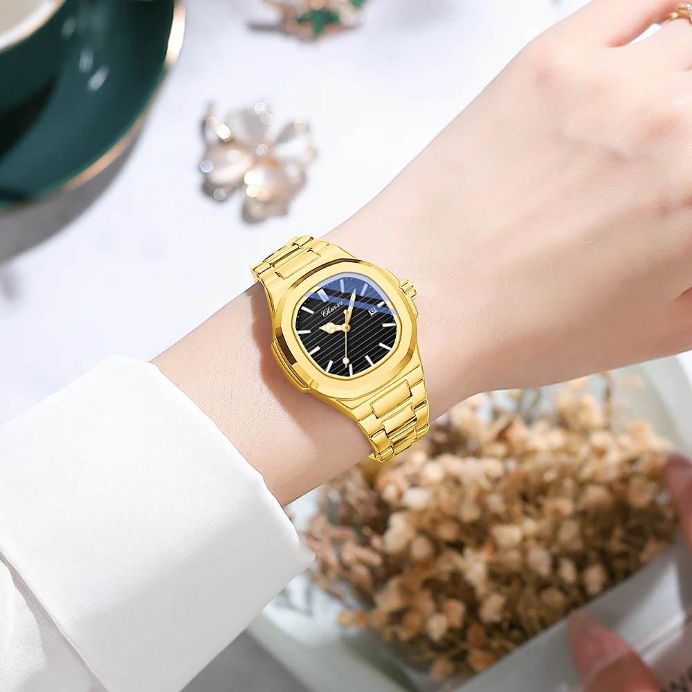 CHENXI Quartz Watches For Women Fashion Gold Women's Wristwatches Luminous Waterproof Calendar Woman Watch