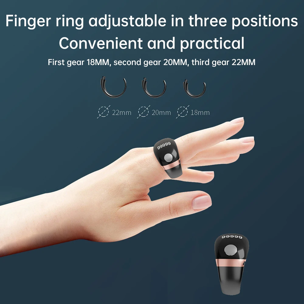 S7 Smart Ring Counter Muslims Prayer Time Vibration Reminder, ausgestattet mit selbstsichernder Funktion und Batteriezeitanzeige