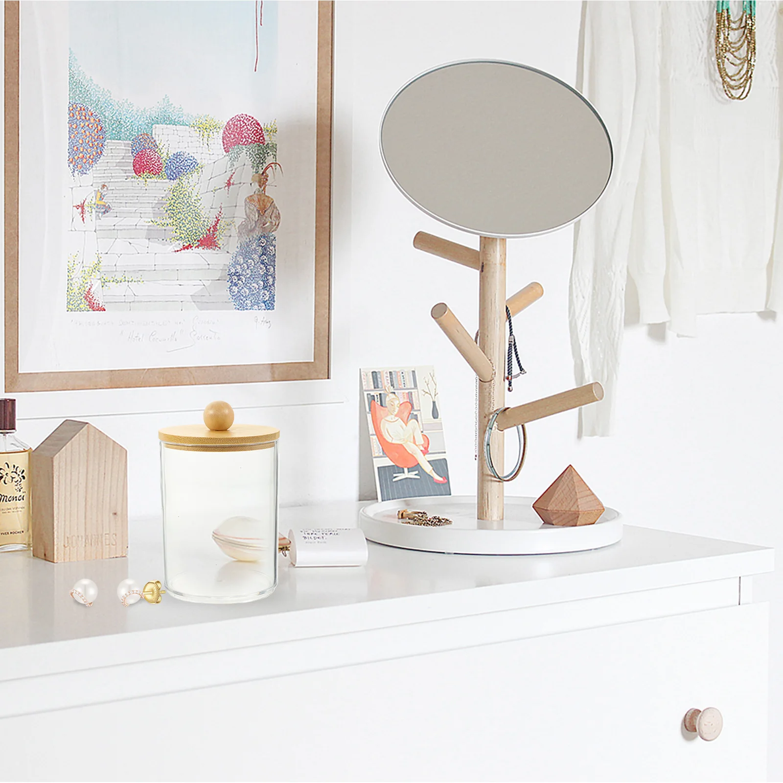 

2pcs Storage Boxes Acrylic Transparent Ball Lid Cotton Pad Organizer Portable Bathroom Plastic Cotton Swab Cases Containers