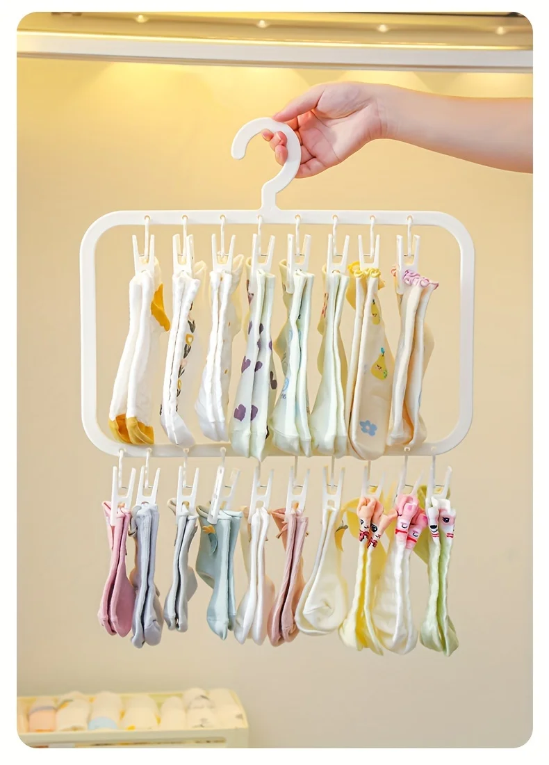 Multi-clip Socke Trocknen Rack Multi-funktionale Abnehmbare platzsparende Socken Unterwäsche Baby Speichel Handtuch Haushalt Lagerung Rack – Detail 10