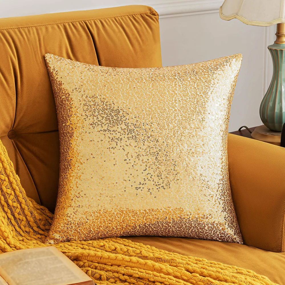 18x18inches Modern Gold Throw Pillow Covers Sequin Decorative Pillow Cases for Couch Bed Living Room Christmas