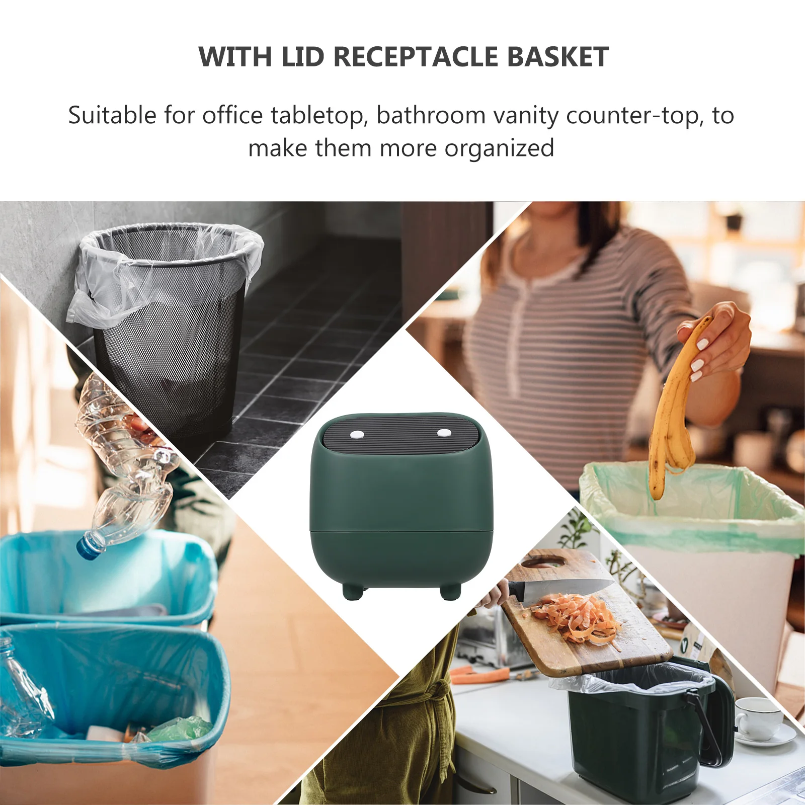 

1Pcs Press Desktop Trash Can Mini Double-Deck Cartoon Garbage Bin Home Office Table Waste Container Plastic Desktop Garbage Bin