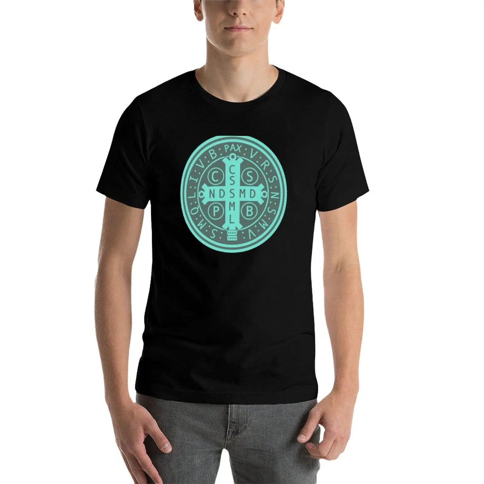 Saint Benedict Medal T-Shirt anime valentines clothes plus size clothes quick drying mens tall t shirts