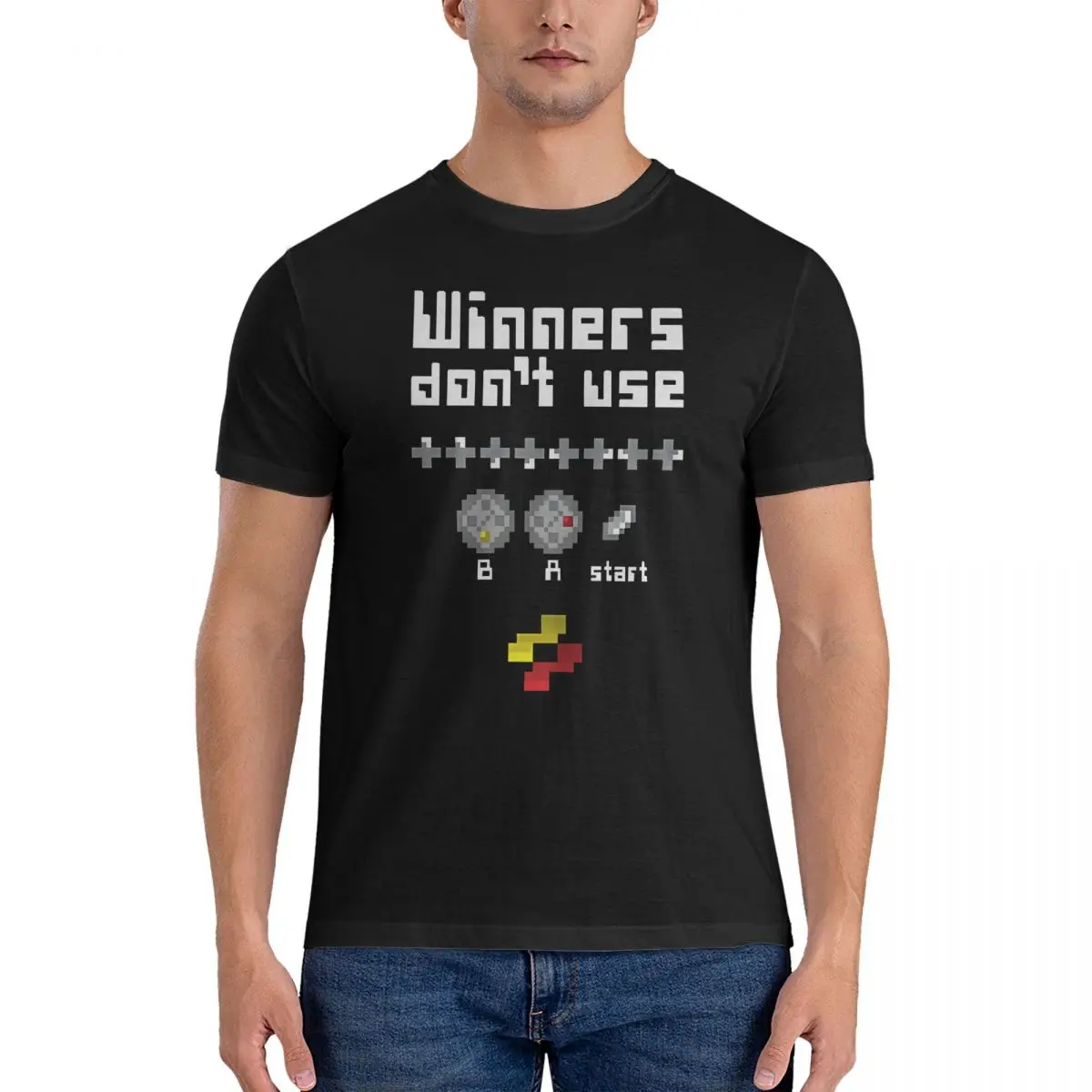 Winners Don't Cheat Men T Shirt Contra NES Funny Tees Short Sleeve Crew Neck T-Shirts 100% Cotton Summer Clothing