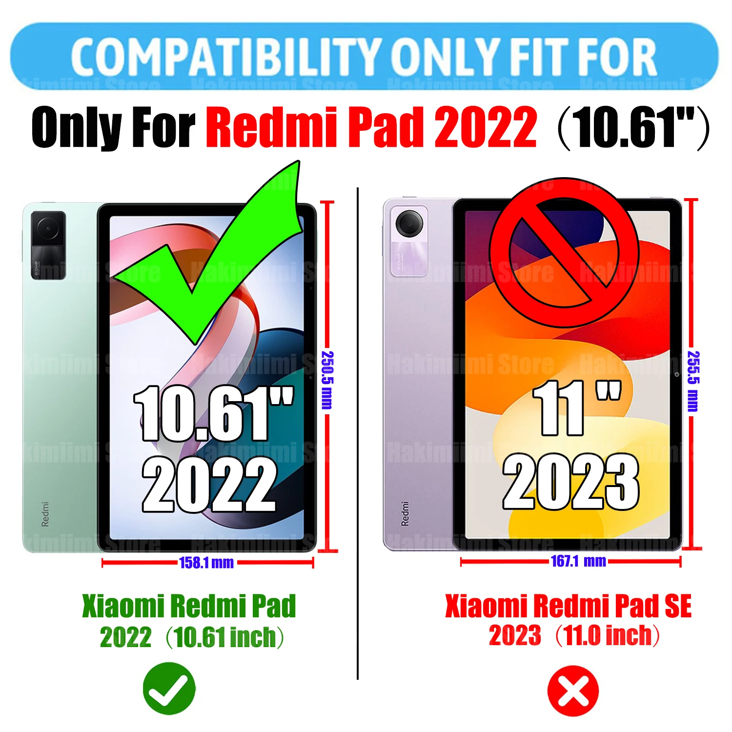 Screen Protector for Redmi Pad (10.61 inch) 2022 Tempered Glass Film and Camera Lens Protector 9H hardness HD ScratchProof