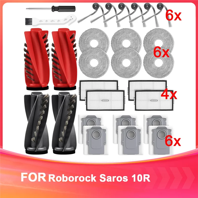 

B97A-Replacement Accessories For Roborock Saros 10R Robot Vacuum Cleaner Main Brush Side Brush Hepa Filter Dust Bag
