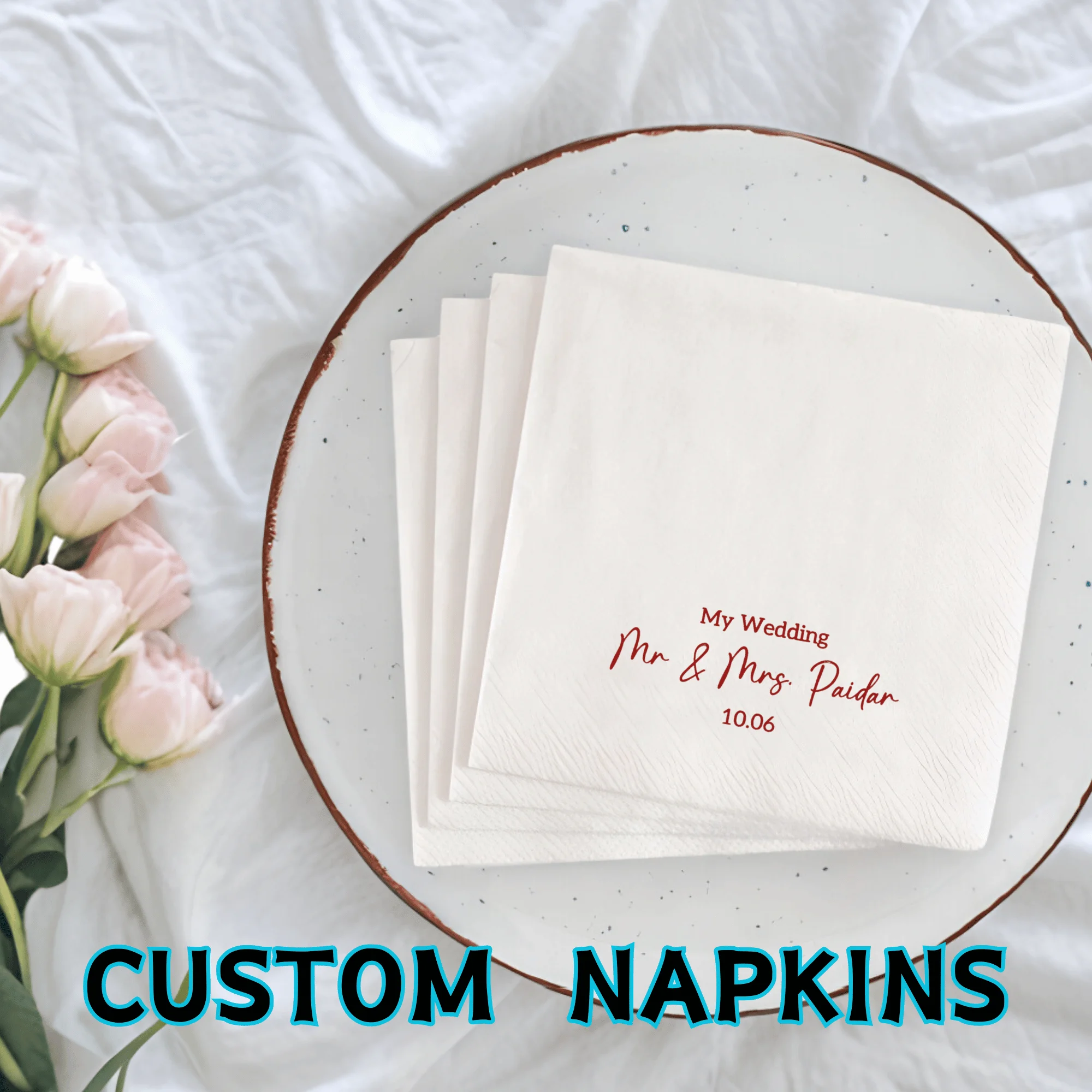 

Personalized Christmas Paper Napkins 50-500PCS Custom Disposable Wedding Anniversary Tissue for Cocktail Napkin Party Decoration