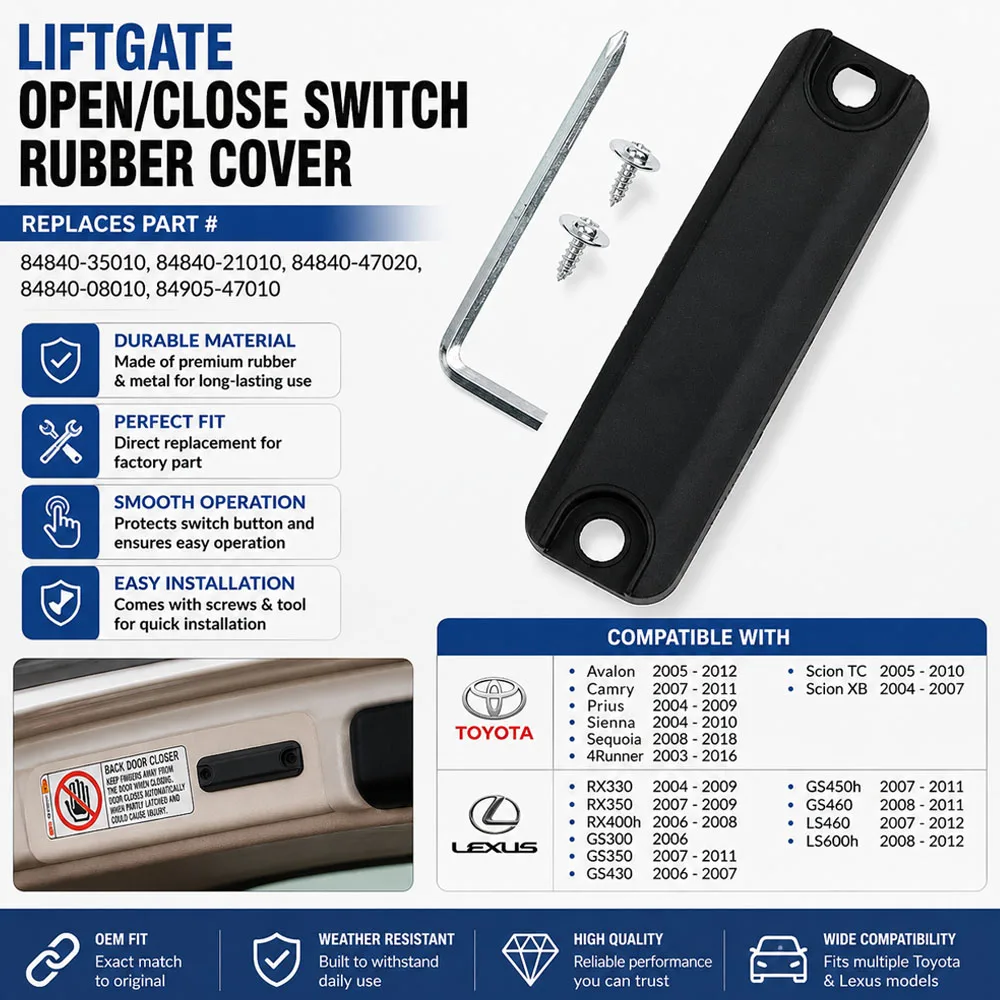 For Toyota For Lexus Car Door Lock Tool Trunk Hatch Liftgate Switch Latch Release Button Rubber Cover Replacement 84840-21010