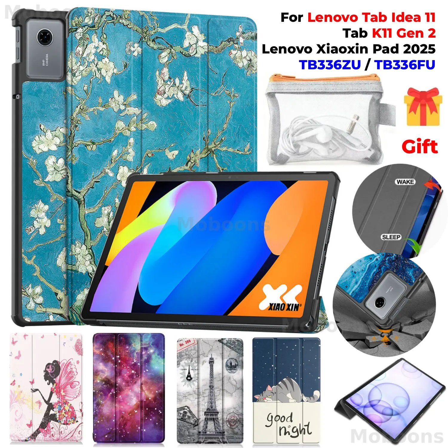 For Lenovo Tab Idea 11 Case Trifold Magnetic Stand Cover For Lenovo Xiaoxin Pad 2025 Tab K11 Gen 2 TB336ZU/FU PU Leather Funda
