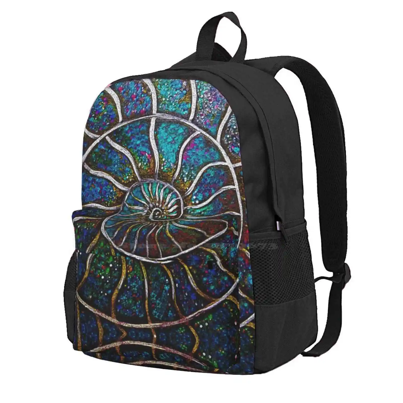 Ammonite Hot Sale Schoolbag Backpack Fashion Bags Ammonite Ocean Surfer Beach Deep Sea Colorful Animal Shells Urchin Scuba Diver