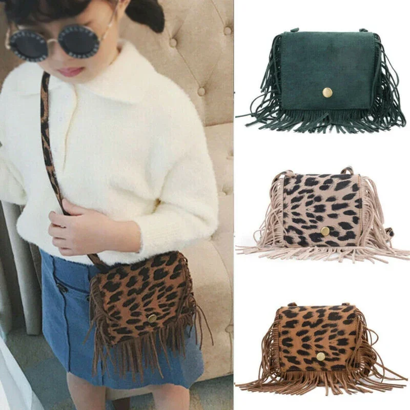 Fashion Tassel Small Bag Kid Girls Handbag Coin Purse Children Shoulder Bag Gifts Girls Fringed Mini Crossbody Messenger Bags