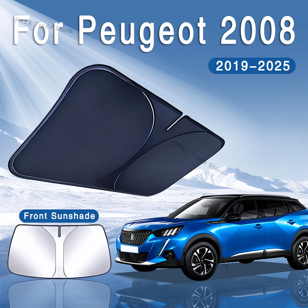 

For Peugeot 2008 2019~2025 2020 Foldable Car Sun Visor Front Windshield Sunshade Heat Insulation Summer Cooling Auto Accessories