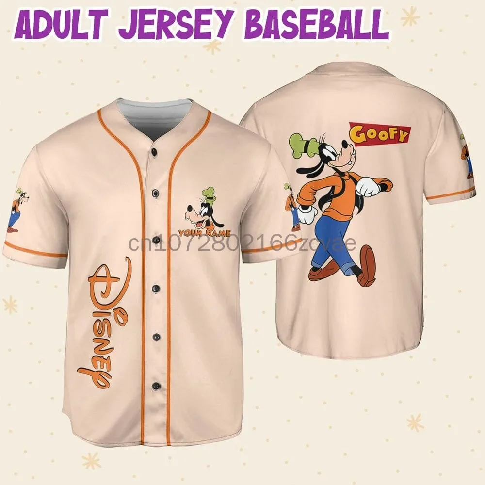 

2024 New Goofy Baseball Jersey Custom Name Men Women Short Sleeve Jersey Disney Baseball Jersey Casual Sports Baseball Jersey