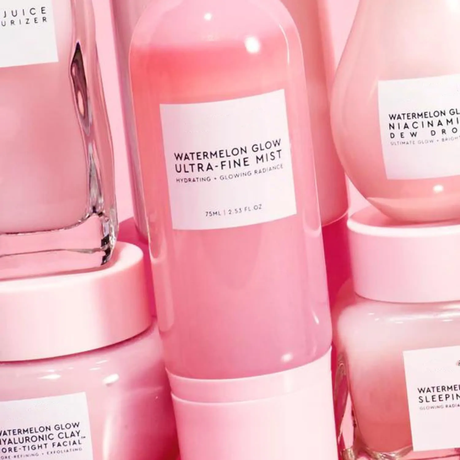 Spray facial à lueur pastèque Hibiscus AHA pour rafraîchir la peau sèche et améliorer le maquillage rosé adapté à tous les types de peau