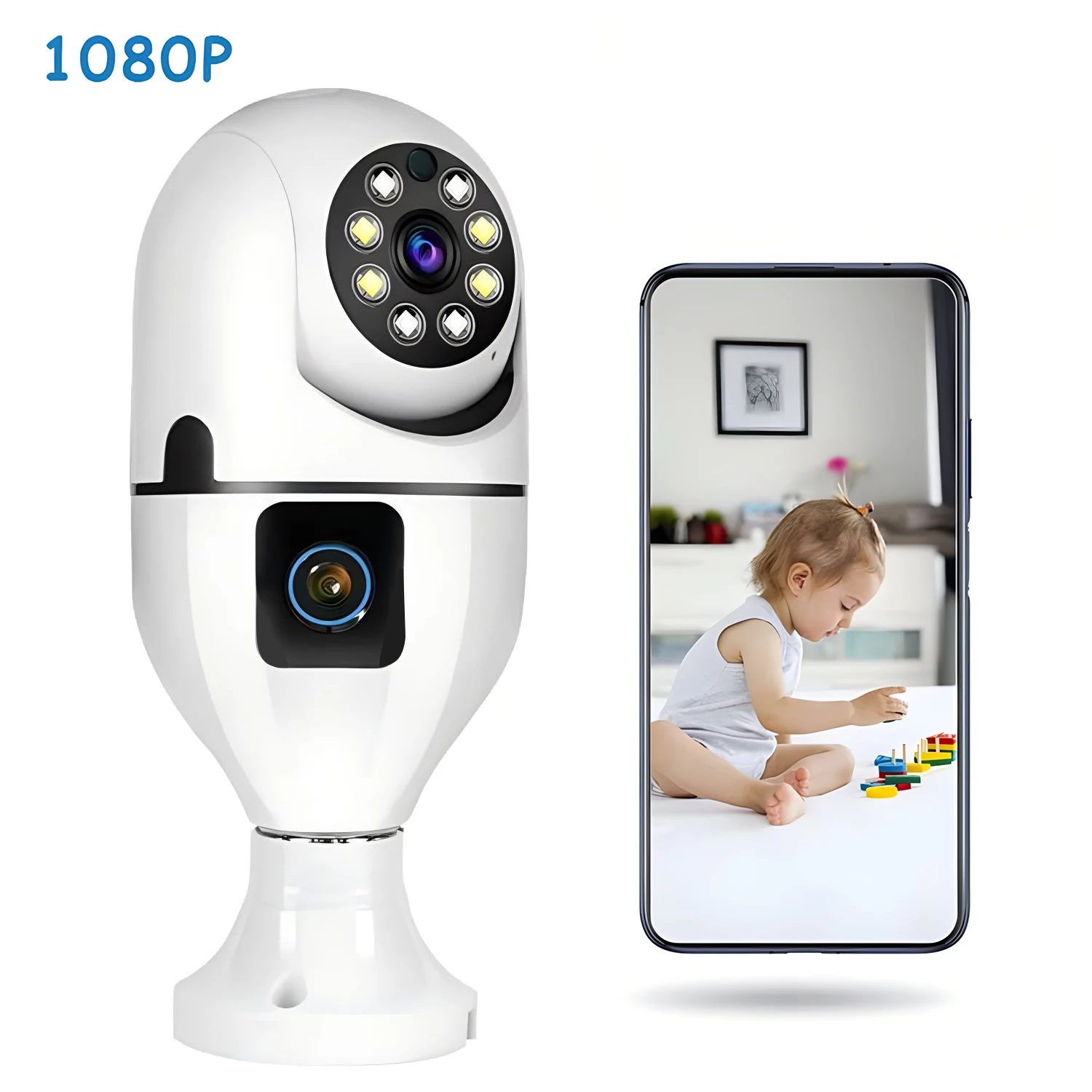 1080P E27 Bulb WIFI Camera Security Dual Lens Indoor Surveillance Remote Wireless Two-way Audio Cameras Night Vision IP camera