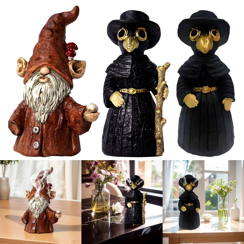 Incense Burner Gnome Incense Holder Desktop Resin Ornament Incense Cone Burner for Home Decoration Unique Gifts for Women Men