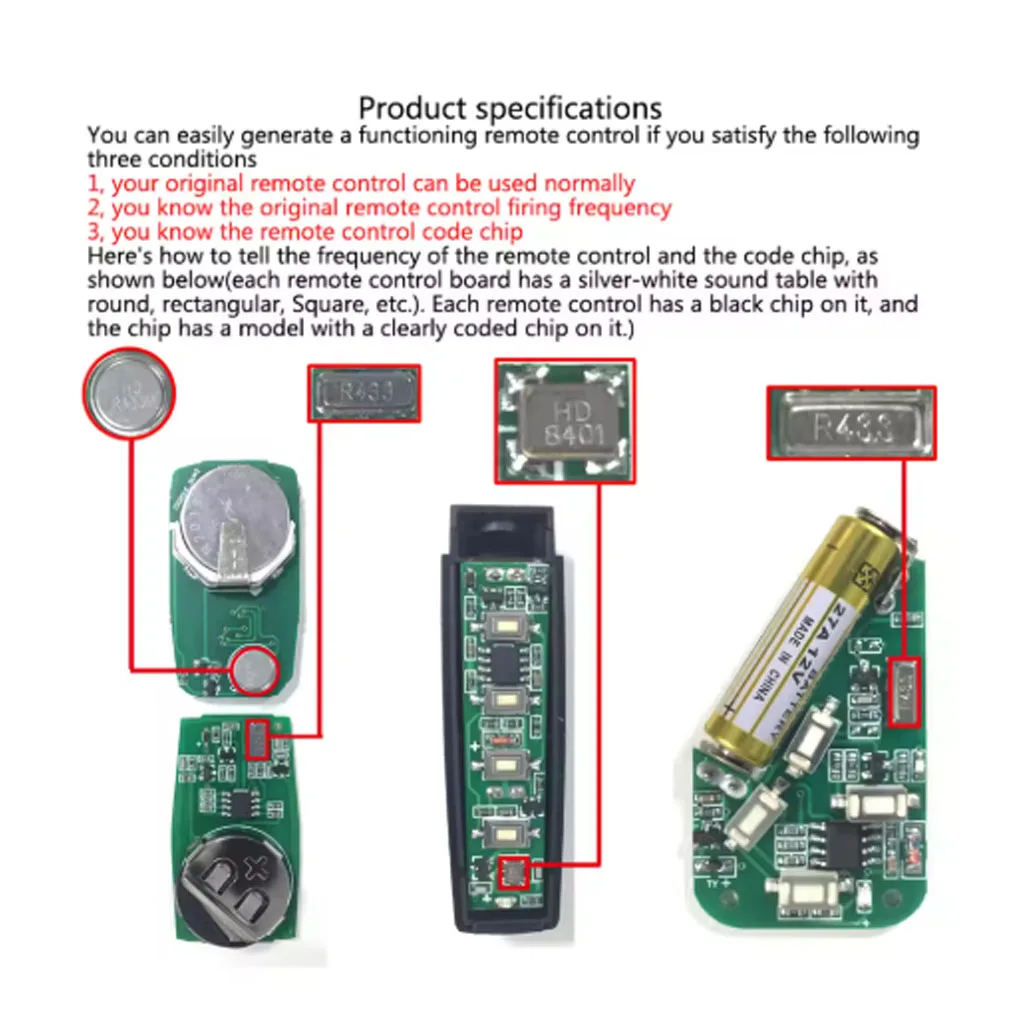 Push rod guardrail, fixed code 433,92 MHZ, garage door remote control