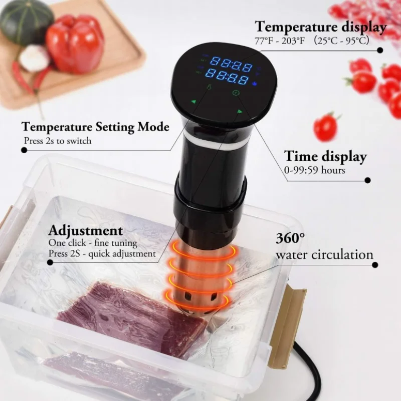 1100W Waterproof Sous Vide Food Slow Cooker Immersion Circulator with LCD Digital Accurate Control Stainless Steel Cooking