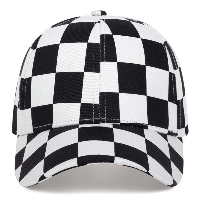 Baseball Cap New Cap Men\'s and Women\'s Checkerboard Hat Outdoor Travel Shade Fashion All Match Cap