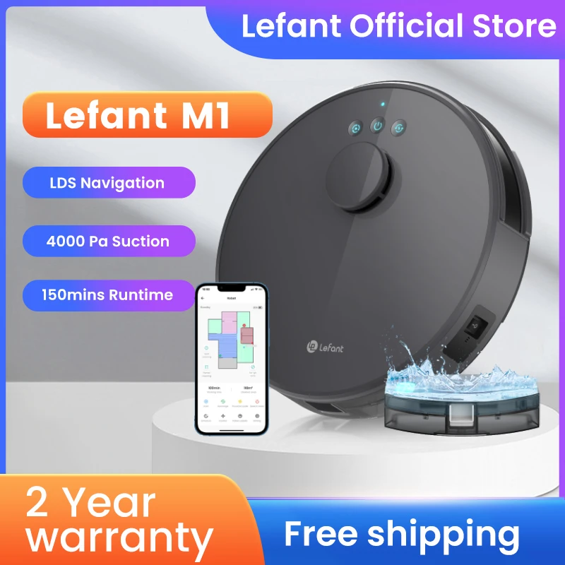 

(AU1105)Lefant M1 Robot Vacuum Cleaner 4000Pa Suction, Lidar Navigation,Multi-Floor Mapping, WiFi/App/Alexa, Ideal for Pet Hair,