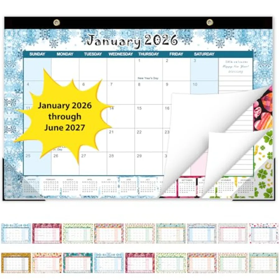 

Desk Calendar 2026-2027 Desktop Calendar Monthly Pages 17" x 11.5" Runs from Jan.2026 to Jun. 2027-18 Monthly Hanging Calendar
