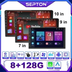 SEPTON Radio de coche Android Universal 7 9 10 pulgadas pantalla táctil estéreo de coche para Volkswagen Nissan Hyundai Kia Toyota Kia Radio de coche