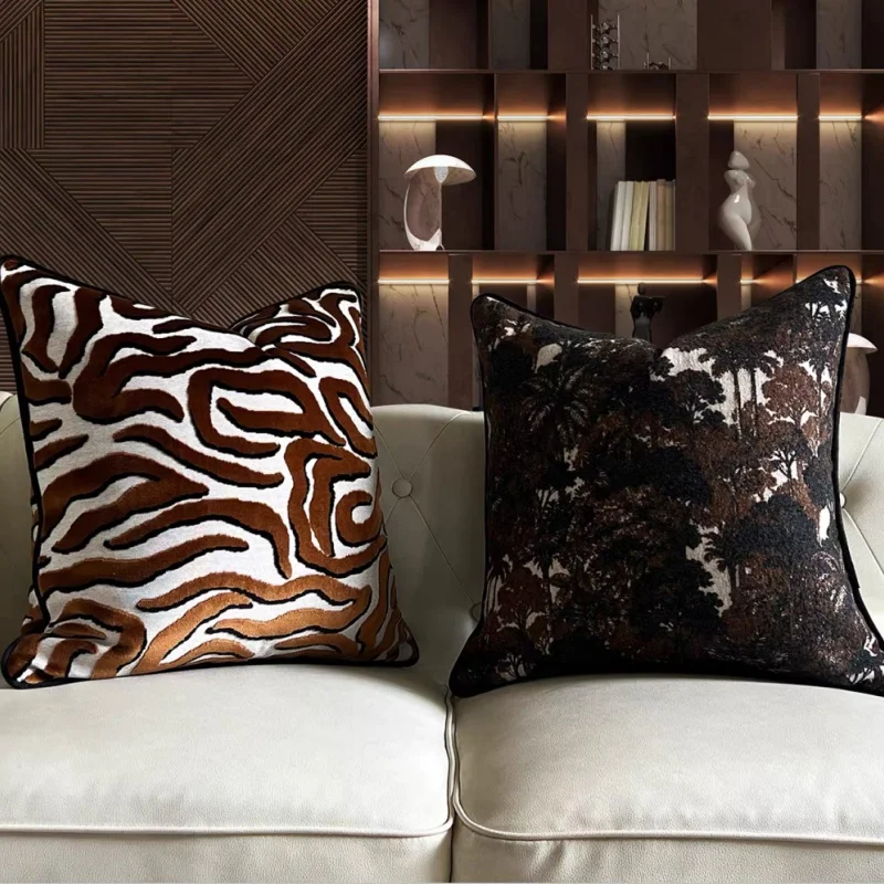 Velvet Chain Jacquard Pillows 3D Modern Cushion Case Luxury Geometric Decorative Pillow Cover For Sofa Chair Home Decorations