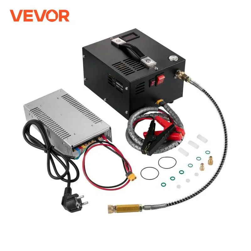 VEVOR 4500Psi 300Bar Portable PCP Air Compressor Pump 110V/220VAC 12VDC High Pressure with Transformer for Airgun Rifle Inflator