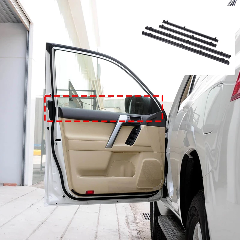 

2Pcs ABS rubber black For Toyota Land Cruiser Prado FJ150 LC150 car window inner pressure strip seal car replacement accessories