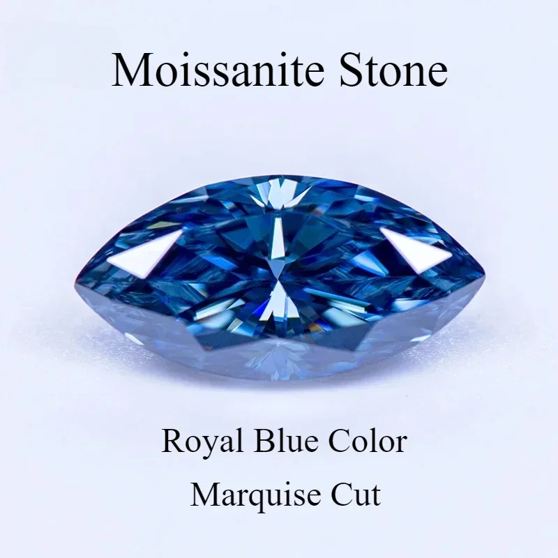 Moissanite Stone Natural Color Royal Blue Marquise Cut Lab Grown Diamond Charms DIY Woman Jewelry Making With GRA Certificate