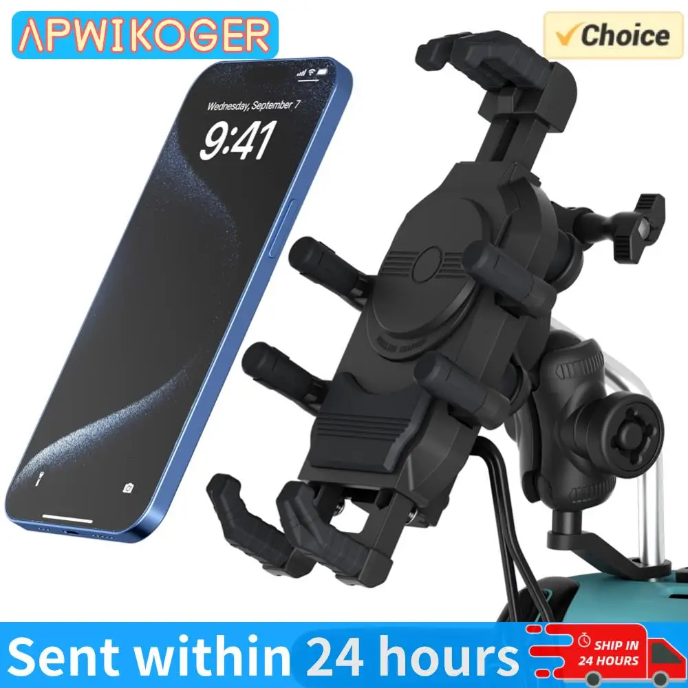 

Motorcycle Phone Holder 15W Wireless Charging Shockproof Bike Cellphone Support Anti-Theft Motorbike Phone Bracket Waterproof