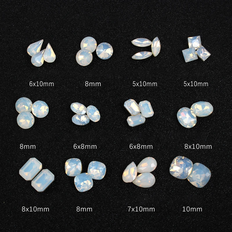 New High Quality K9 Crystal White Opal Glass Nail Art Rhinestone Pointback DIY Necklace Manicure Diamond 10PCS/30PCS