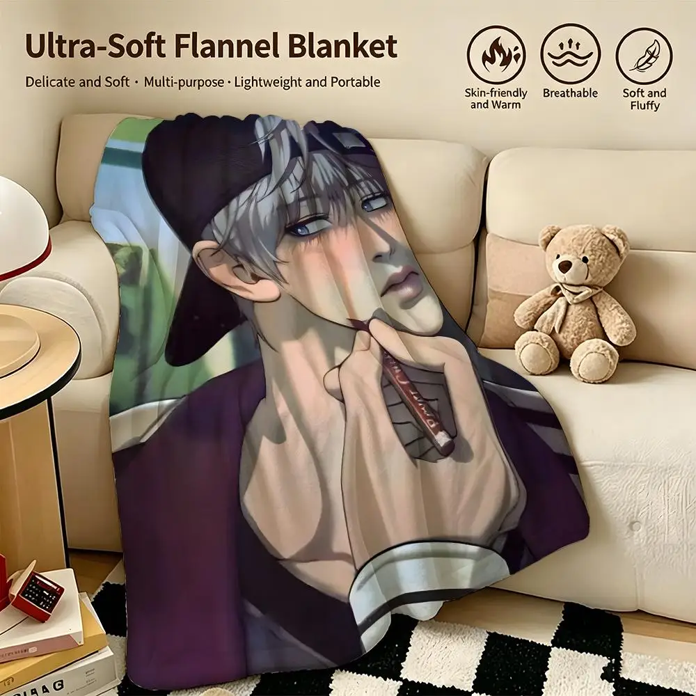 comic P-Pearl Boy-y Throw Warm Soft Flannel Blanket, Multi-use for Sofa Bed Camping Travel Nap