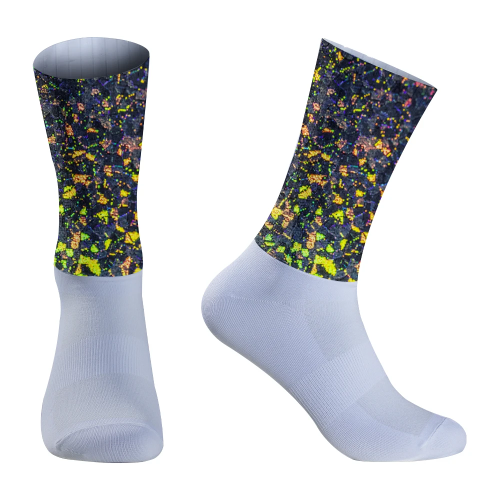 Chaussettes de cyclisme coordonnantes en silicone, accessoire de sport pour vélo de route, nouvelle collection été 2024