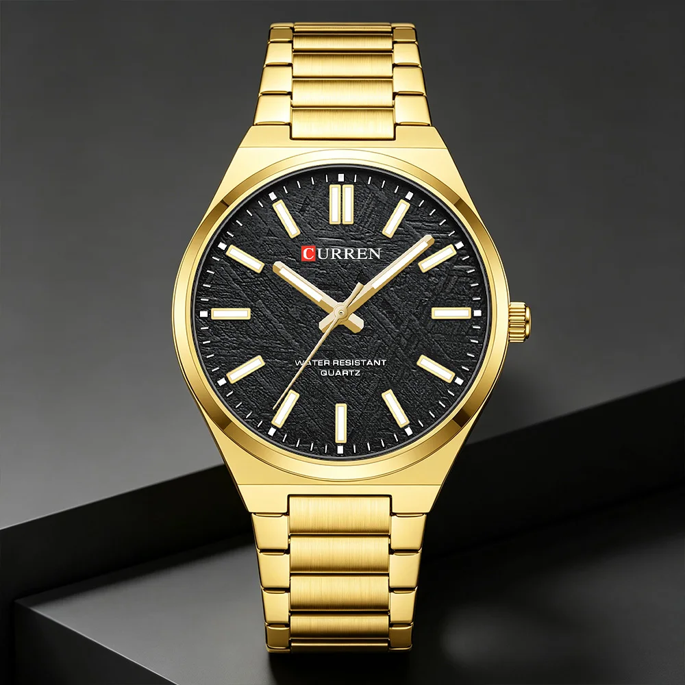 CURREN 8506 Men Luxury Quartz Watch Textured Dial Luminous Hands Stainless Steel Band Business Male Wristwatch Relógio Masculino