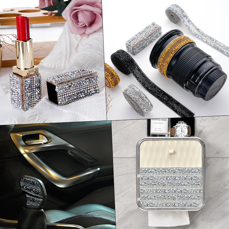 Ducrystal 1Yard Crystal Motif self-adhesive Rhinestone Trimming Tape Applicator Ribbon resin Rhinestones Iron On For Dresses - view 5