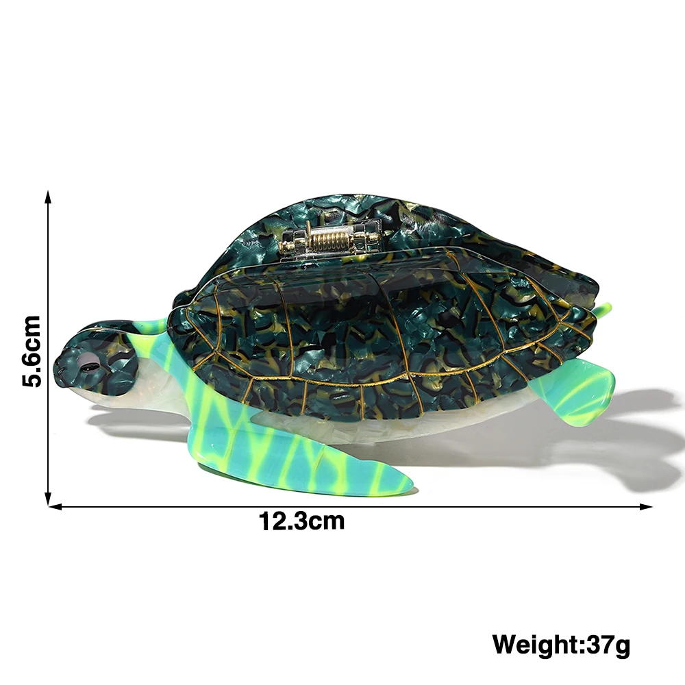 Oversize Zielony żółw morski Spinka do włosów Pazur dla kobiet Kreatywny octan Geometryczny rekin Spinka do włosów Krab Zacisk Akcesoria do włosów Narzędzie