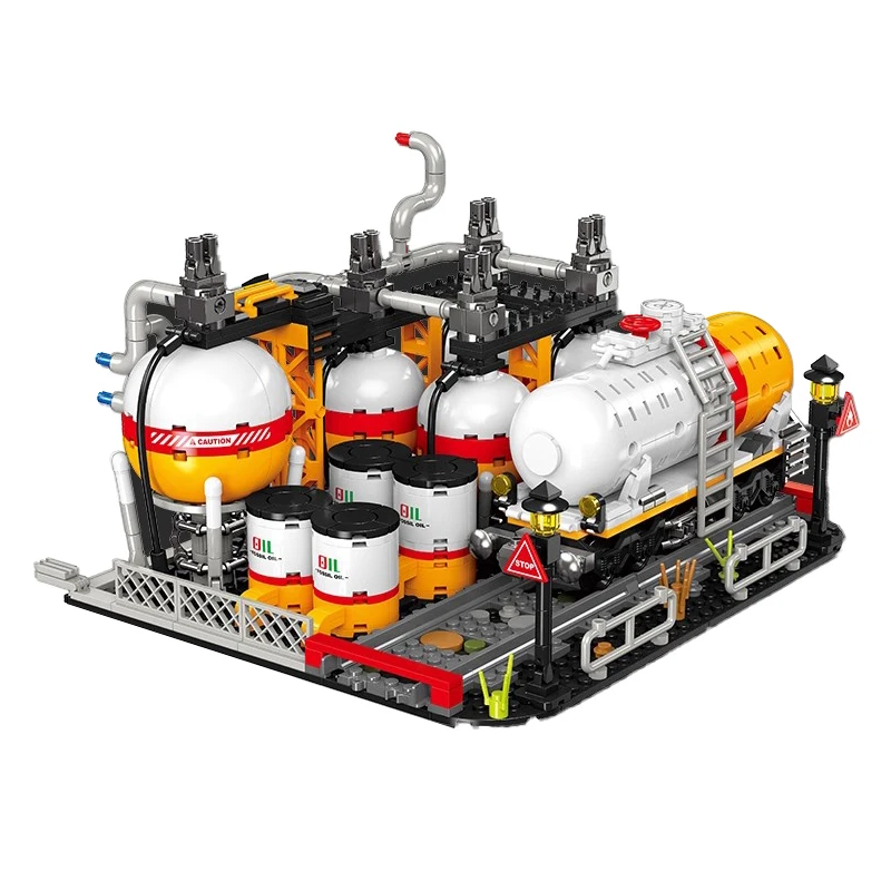 MOC Fuel Gas Tank Building Blocks Kit Wine Barrels Goods Container Forklift Bricks Toys Boys Gift