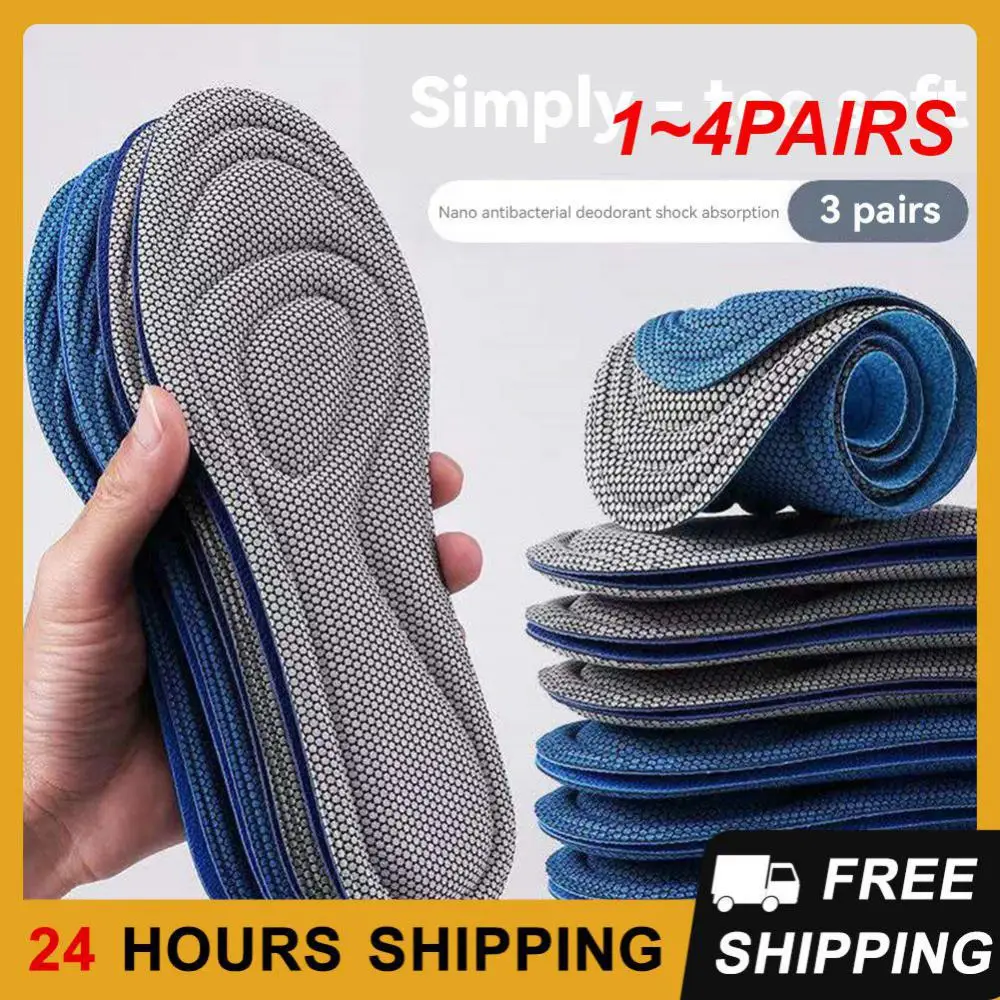 1~4PAIRS Shoe-pad Lightweight Care Insole Pu Soft Insole Anti Odor And Sweat Absorbent Insole Orthopedic Insole