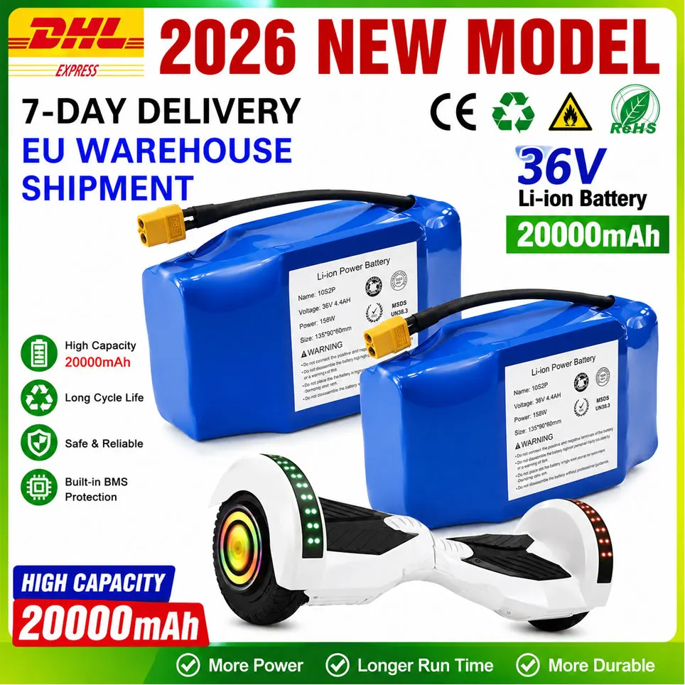 Hochwertige Lithium-Ionen Wiederaufladbare 36V 20000mAh 10S2P Batterie für Elektrische Selbstbalancierende Roller Hoverboard Einrad