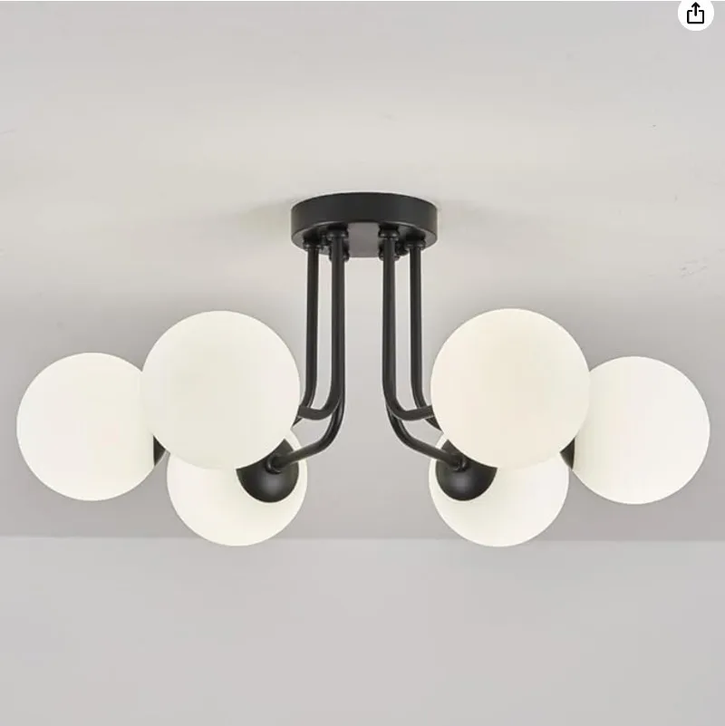 Nordic Bedroom Living Room Ceiling Light Modern Entrance White Glass Ball Light Embedded Aisle Wrought Iron Lamps