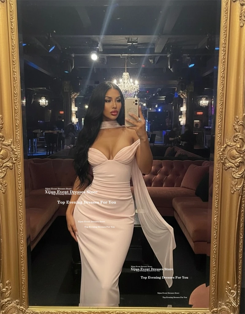 Xijun Elegant Chiffon Mermaid Evening Dresses Off The Shoulder Sweetheart Long Prom Dresses Shawl Formal Prom Gowns Customized